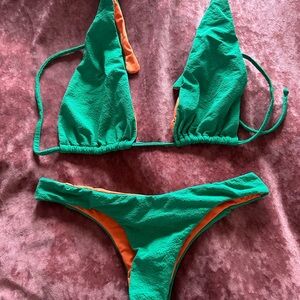 Green/Orange reversible bikini